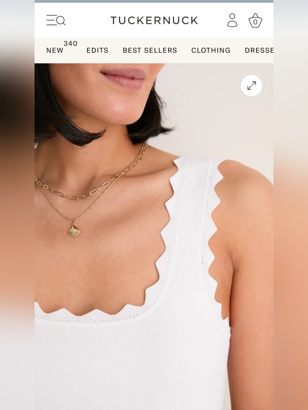 Tuckernut XL White Scallop Neck Tank Top - Picture 2 of 7